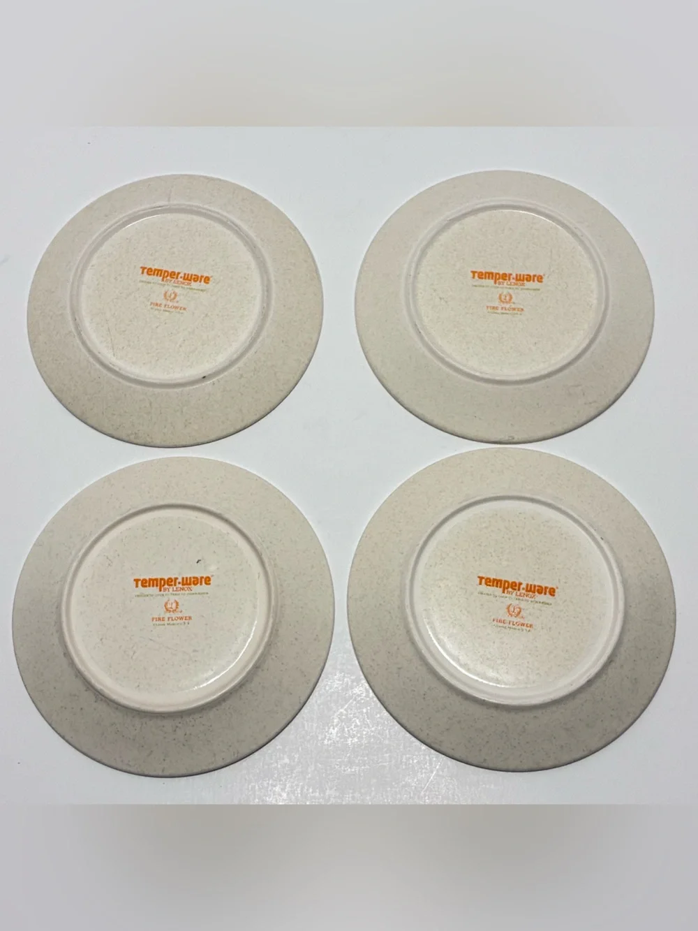 Vintage MCM LENOX Temper-ware Fire Flower 6 1/4” Plate Set EUC